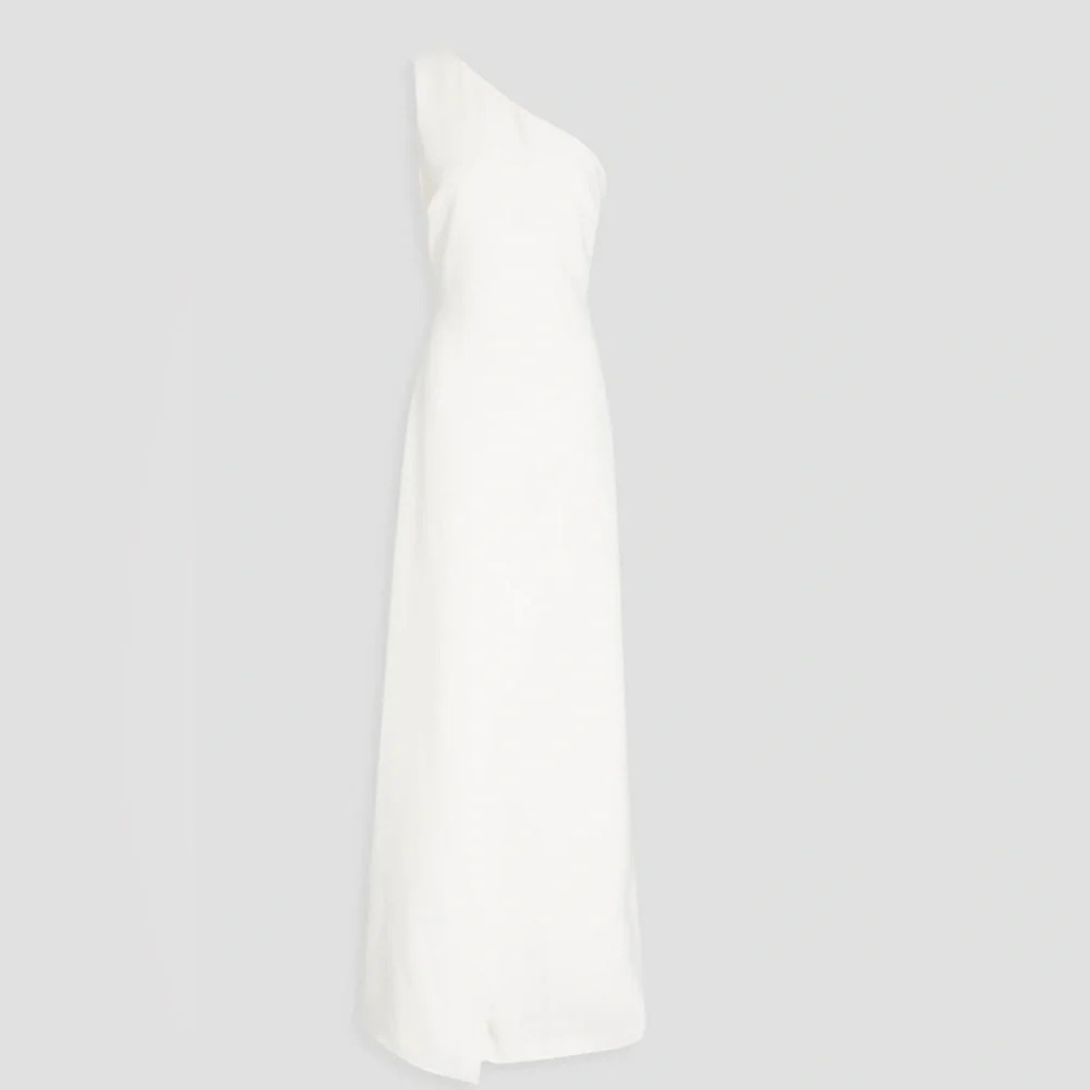 HALSTON MAXI Elegant One-Shoulder White Dress W/ Asymmetrical Wrap MSRP$623 - Picture 3 of 3